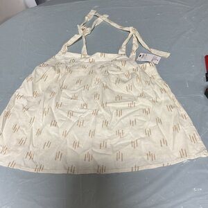 Cream Tie-Strap Tank Top with Beige Pattern